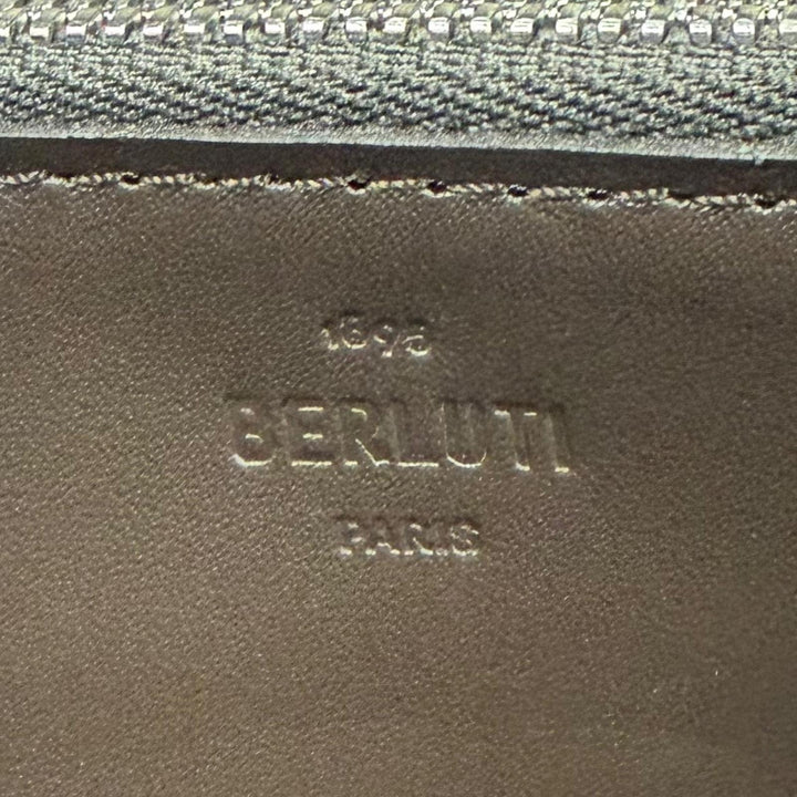 極美品▼BERLUTI ベルルッティ イタウバ グラディアント レザー カリグラフィ ラウンドジップロングウォレット 長財布 オレンジ シルバー