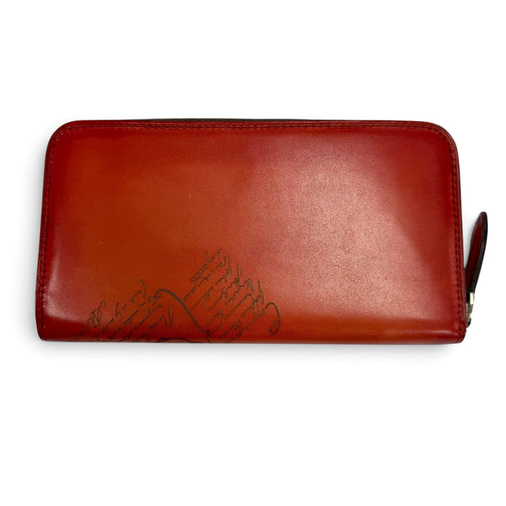 極美品▼BERLUTI ベルルッティ イタウバ グラディアント レザー カリグラフィ ラウンドジップロングウォレット 長財布 オレンジ シルバー