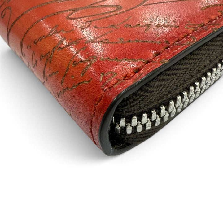 極美品▼BERLUTI ベルルッティ イタウバ グラディアント レザー カリグラフィ ラウンドジップロングウォレット 長財布 オレンジ シルバー