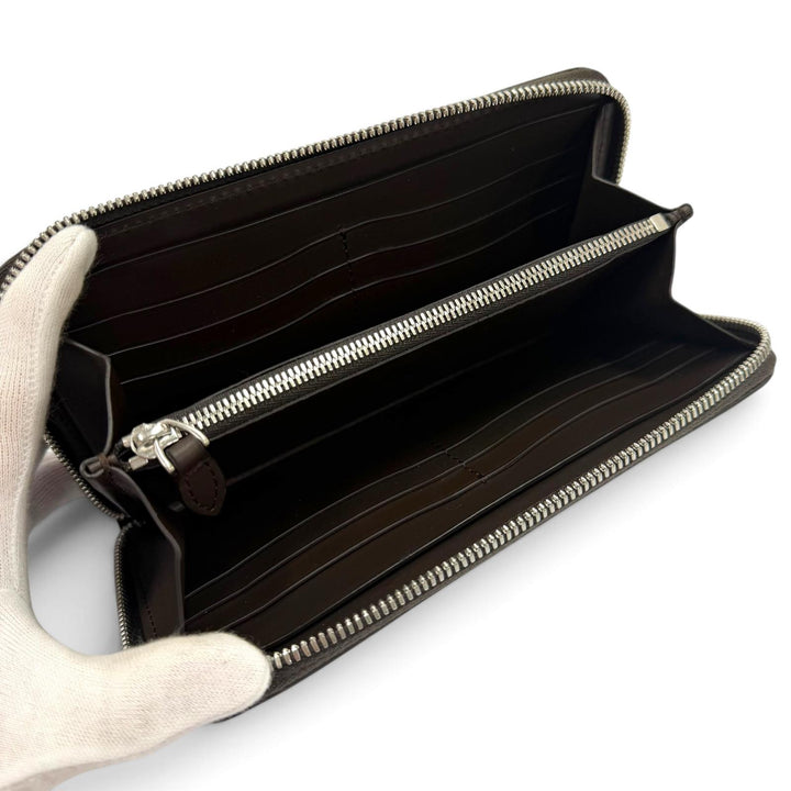 極美品▼BERLUTI ベルルッティ イタウバ グラディアント レザー カリグラフィ ラウンドジップロングウォレット 長財布 オレンジ シルバー