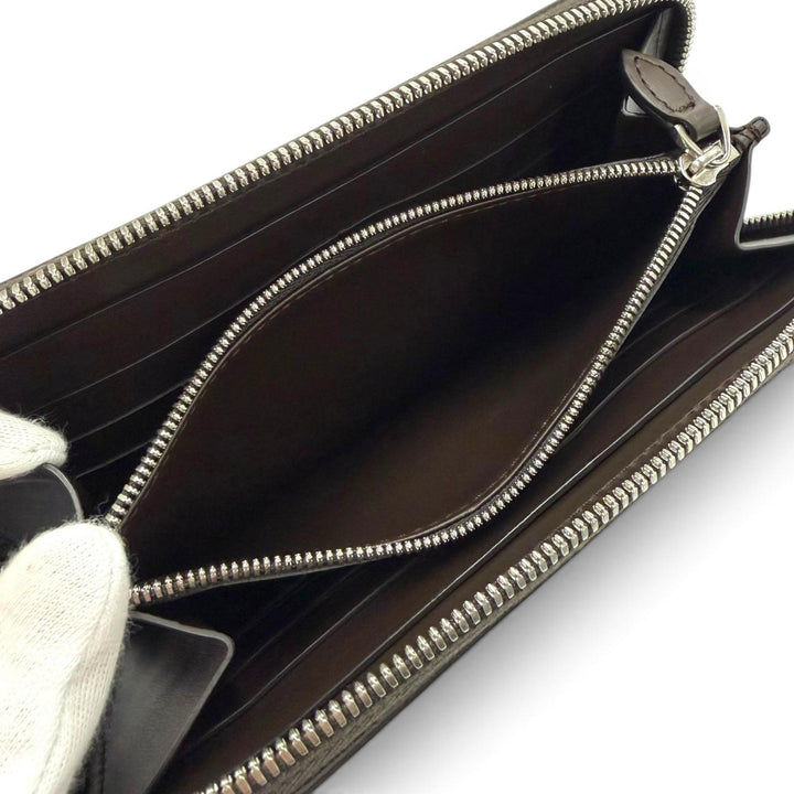 極美品▼BERLUTI ベルルッティ イタウバ グラディアント レザー カリグラフィ ラウンドジップロングウォレット 長財布 オレンジ シルバー
