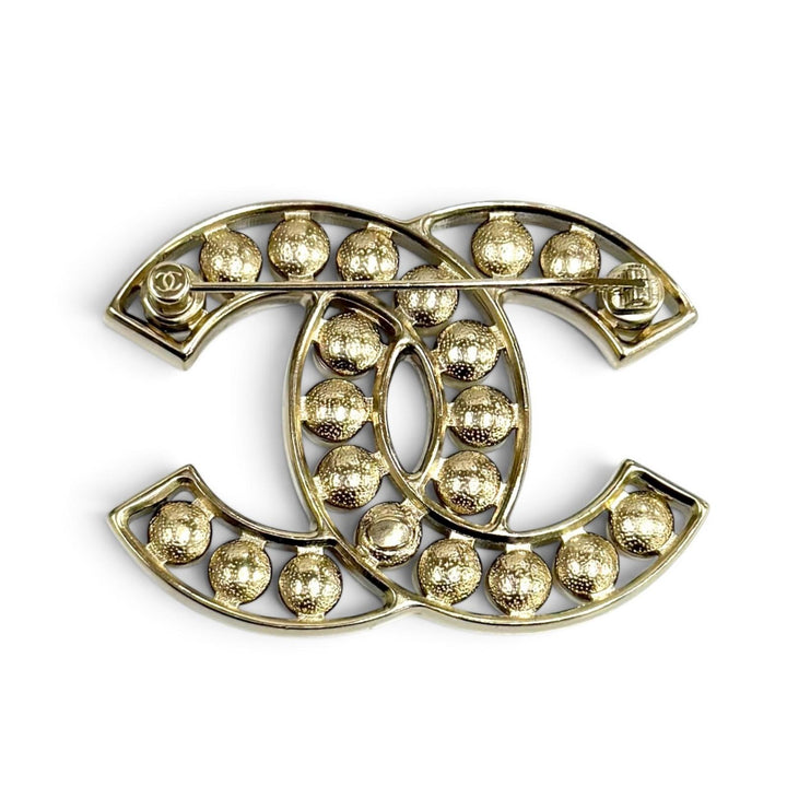 極美品★CHANEL シャネル B25V ココマーク フェイクパール ブローチ アクセサリー ホワイト ゴールド金具 イタリア製 箱・保存袋付