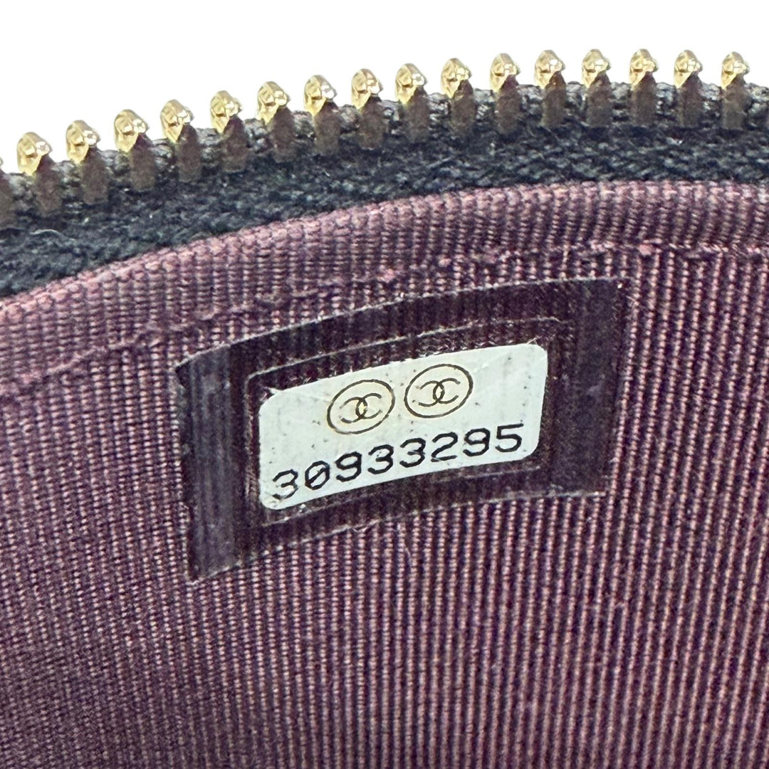 極美品△CHANEL シャネル キャビアスキン マトラッセ バニティ フォンバッグ チェーン ショルダーバッグ ブラック ゴールド金具 伊製
