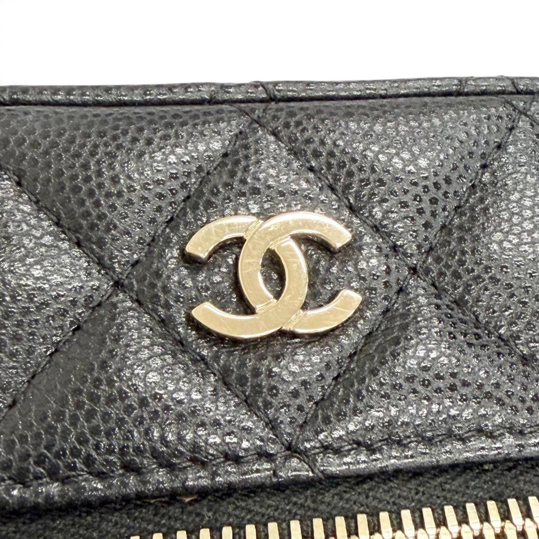 極美品△CHANEL シャネル キャビアスキン マトラッセ バニティ フォンバッグ チェーン ショルダーバッグ ブラック ゴールド金具 伊製