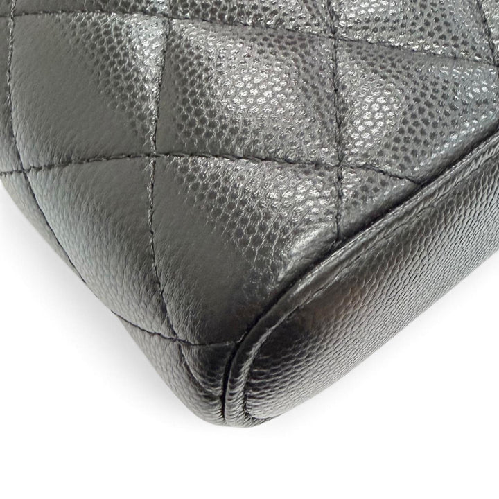 極美品△CHANEL シャネル キャビアスキン マトラッセ バニティ フォンバッグ チェーン ショルダーバッグ ブラック ゴールド金具 伊製