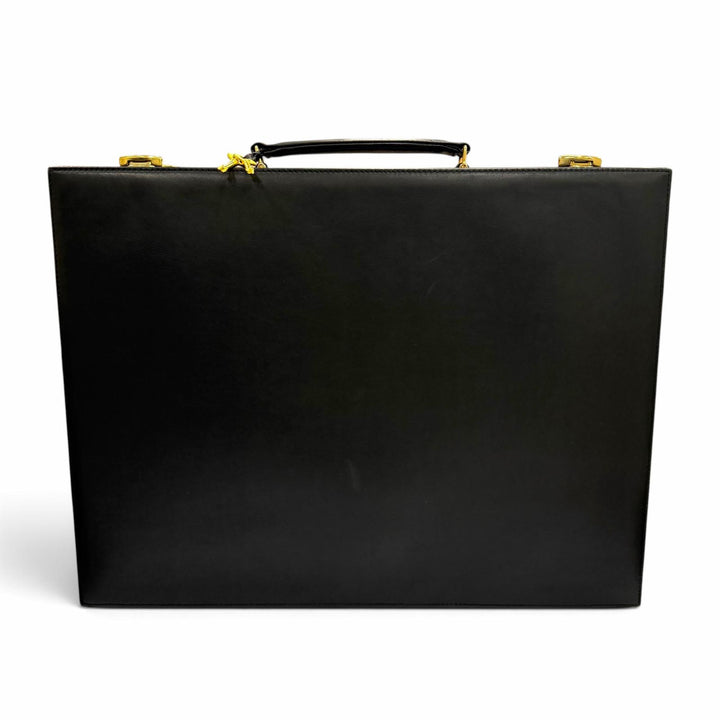 極美品▼MONTBLANC モンブラン レザー 鍵付き ホワイトスター アタッシュケース ビジネスバッグ ブラック ゴールド金具 メンズ