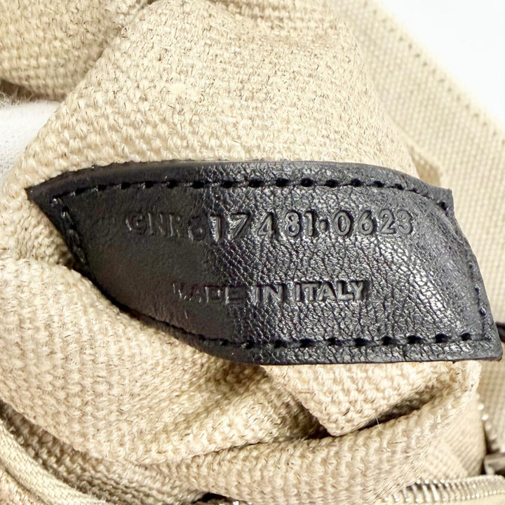 未使用品△SAINT LAURENT PARIS サンローランパリ 617481 キャンバス レザー リヴゴーシュ ロゴ 大型 トートバッグ ベージュ ブラック
