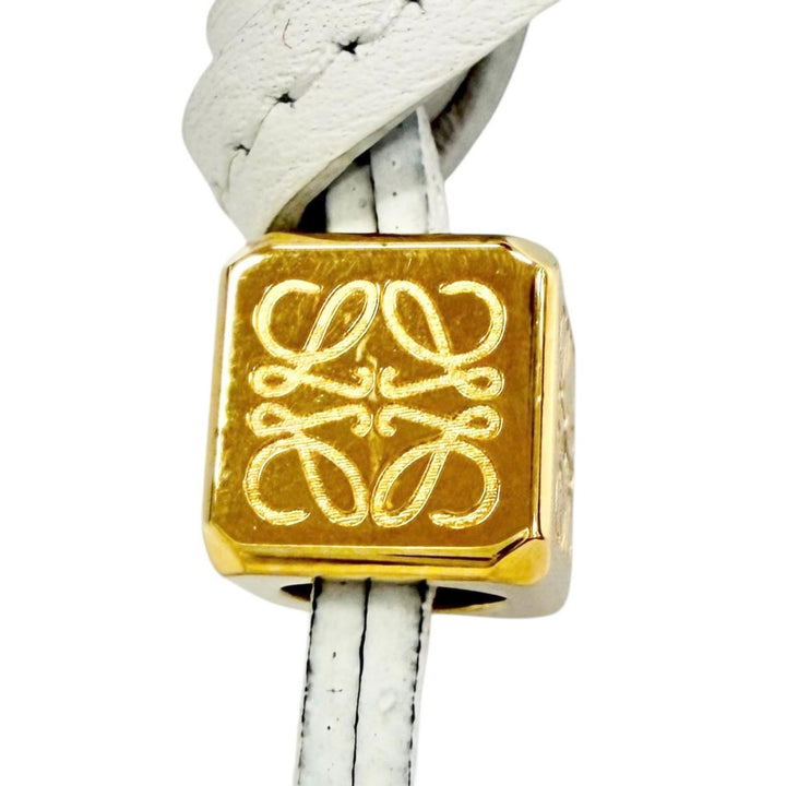 極美品△LOEWE ロエベ フェルト カーフレザー シープ 羊 ひつじ アナグラムキューブ フェルト カーフレザー バッグチャーム アイボリー