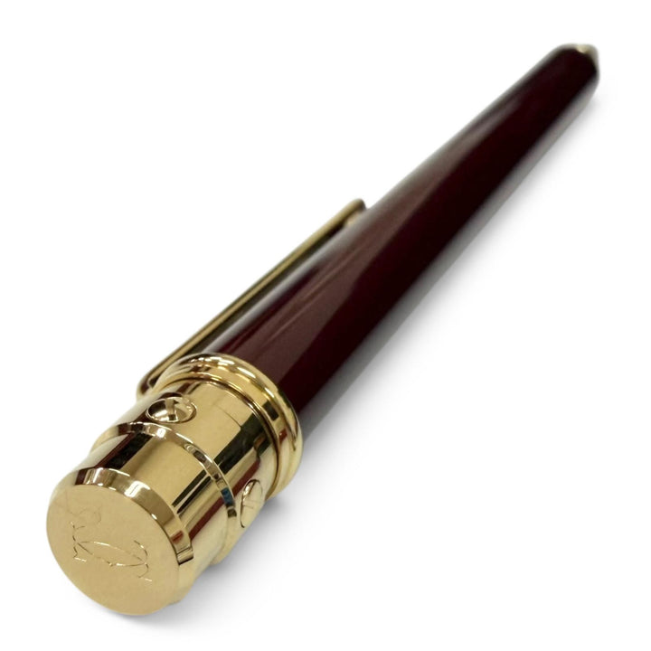 極美品□Cartier カルティエ サントス ドゥ カルティエ ツイスト式 ボールペン ボルドー ゴールド スイス製 メンズ 筆記確認済み 箱付き