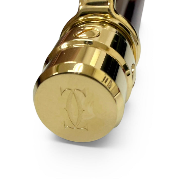 極美品□Cartier カルティエ サントス ドゥ カルティエ ツイスト式 ボールペン ボルドー ゴールド スイス製 メンズ 筆記確認済み 箱付き