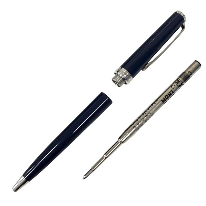 美品□MONTBLANC モンブラン Pixコレクション ホワイトスター ツイスト式 ボールペン ネイビー シルバー ドイツ製 メンズ 筆記確認済み