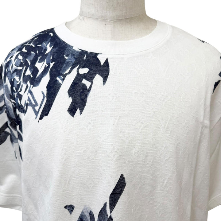極美品□LOUIS VUITTON ルイヴィトン 2024年製 コットン100％ モノグラム メッシュ 半袖Ｔシャツ ホワイト XXL イタリア製 正規品 メンズ