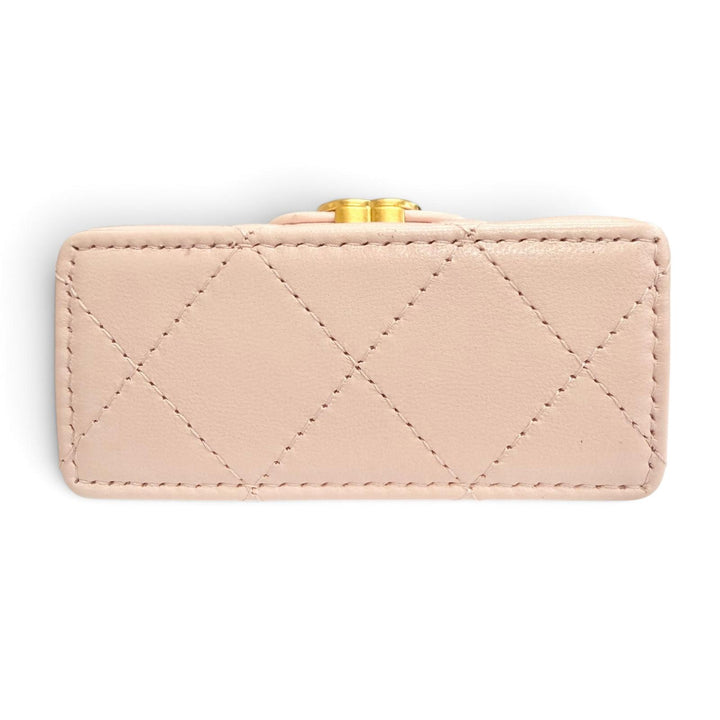 美品△CHANEL シャネル ココマーク ミニケリー マイクロ マトラッセ レザー バッグチャーム ピンク イタリア製 レディース 箱 保存袋付き
