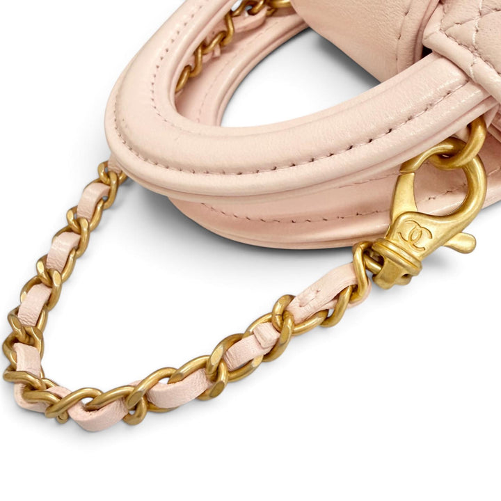 美品△CHANEL シャネル ココマーク ミニケリー マイクロ マトラッセ レザー バッグチャーム ピンク イタリア製 レディース 箱 保存袋付き