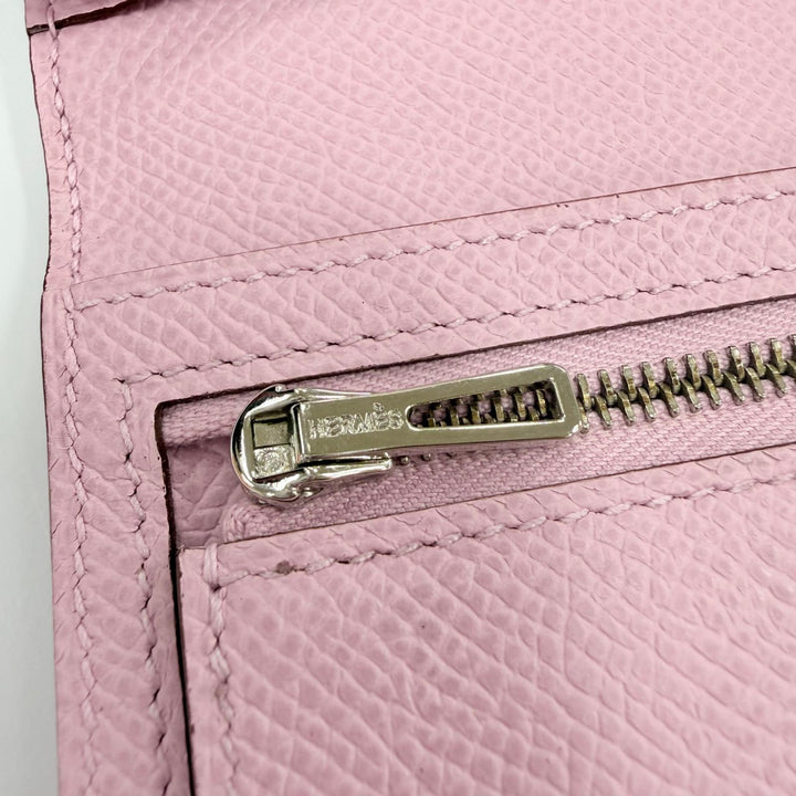 極美品☆HERMES エルメス ベアンスフレ ヴォーエプソン モーヴシルベストル シルバー金具 ウォレット 長財布 U刻印 フランス製 箱付