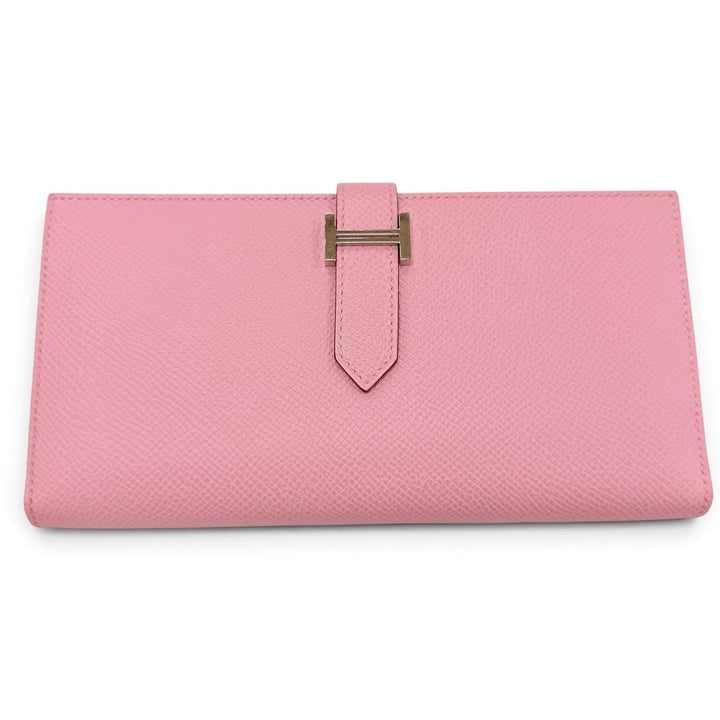 極美品☆HERMES エルメス ベアンスフレ ヴォーエプソン モーヴシルベストル シルバー金具 ウォレット 長財布 U刻印 フランス製 箱付