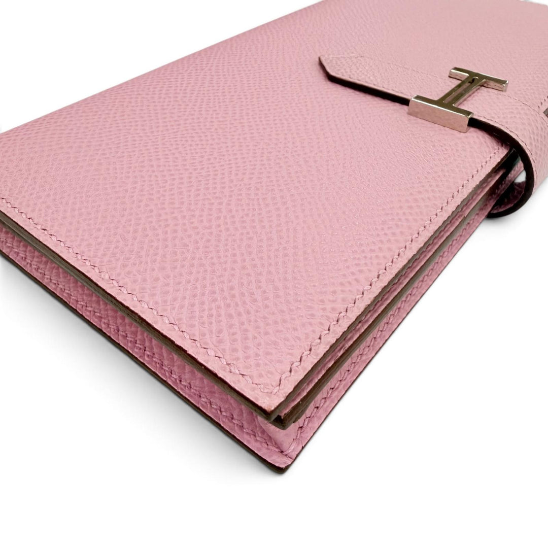 極美品☆HERMES エルメス ベアンスフレ ヴォーエプソン モーヴシルベストル シルバー金具 ウォレット 長財布 U刻印 フランス製 箱付