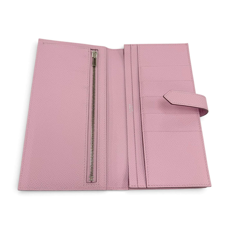 極美品☆HERMES エルメス ベアンスフレ ヴォーエプソン モーヴシルベストル シルバー金具 ウォレット 長財布 U刻印 フランス製 箱付