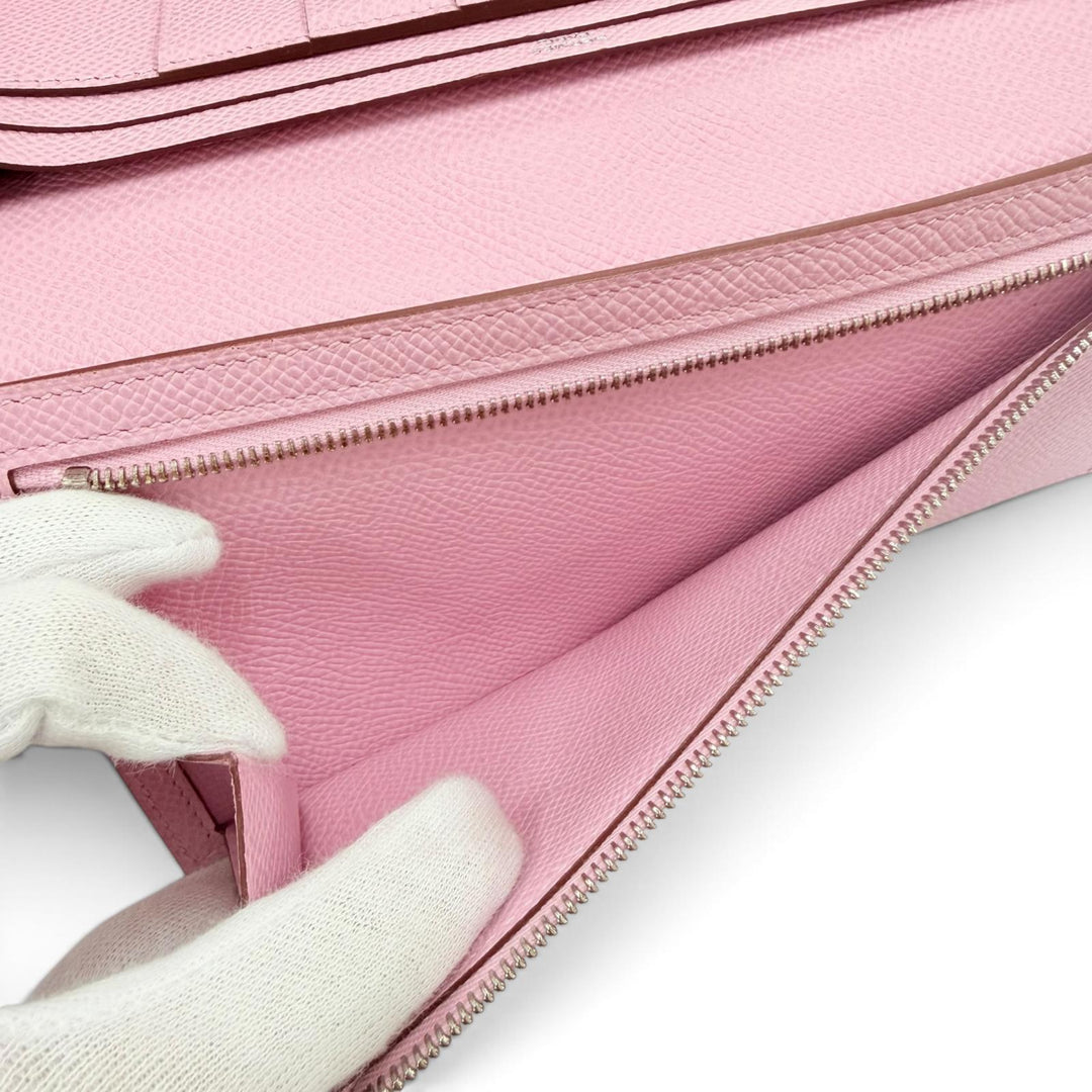 極美品☆HERMES エルメス ベアンスフレ ヴォーエプソン モーヴシルベストル シルバー金具 ウォレット 長財布 U刻印 フランス製 箱付