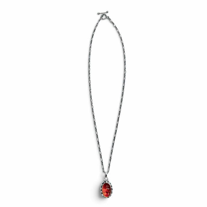 美品△Georg Jensen ジョージジェンセン 925 アンバー 琥珀 2001 イヤーペンダント ネックレス シルバー オレンジ系 重量10.59g 箱付き