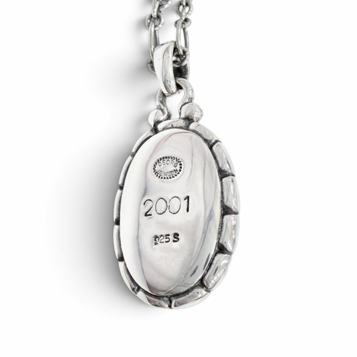 美品△Georg Jensen ジョージジェンセン 925 アンバー 琥珀 2001 イヤーペンダント ネックレス シルバー オレンジ系 重量10.59g 箱付き