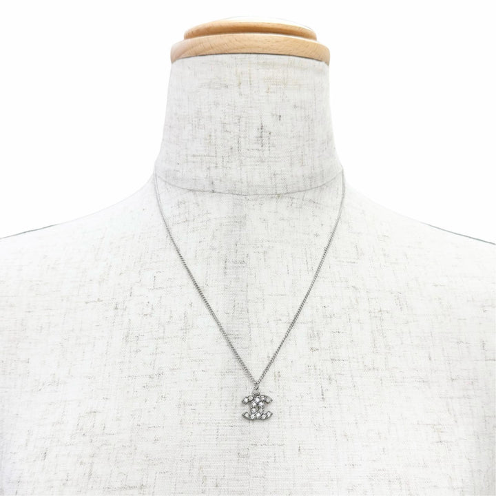 極美品△CHANEL シャネル ヴィンテージ 06P ココマーク ラインストーン ネックレス アクセサリー シルバー フランス製 レディース 箱付き