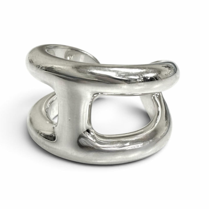 美品□HERMES エルメス オスモズ PM AG925 リング 指輪 アクセサリー シルバー 49(JP9号相当) イタリア製 重量11.52g レディース