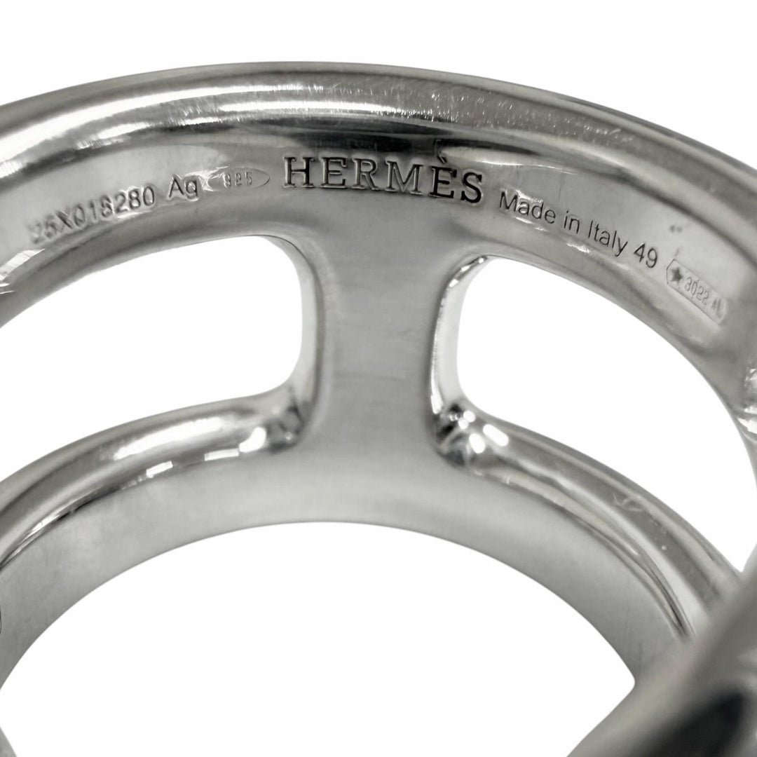 美品□HERMES エルメス オスモズ PM AG925 リング 指輪 アクセサリー シルバー 49(JP9号相当) イタリア製 重量11.52g レディース