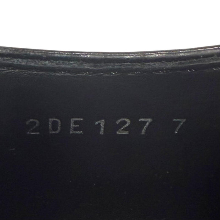 極美品▼PRADA プラダ 2DE127 ブラッシュドレザー チョコレート トライアングルロゴ 三角プレート ローファー ブラック 7 保存袋付き