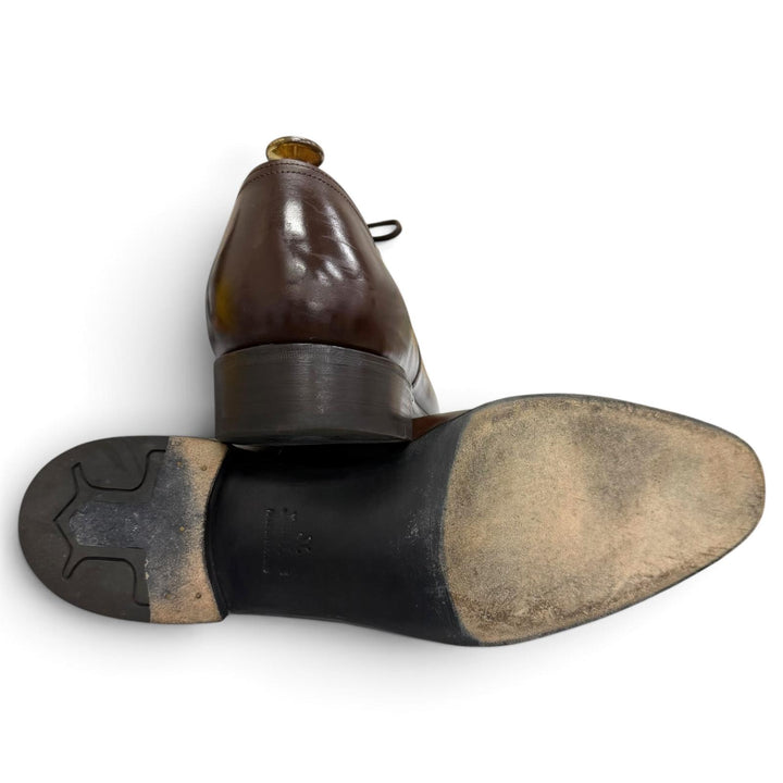 美品□John Lobb ジョンロブ フィリップ2 カーフレザー パンチドキャップトゥ 7000ラスト 黄箱 ドレスシューズ ダークオーク 9D 英国製