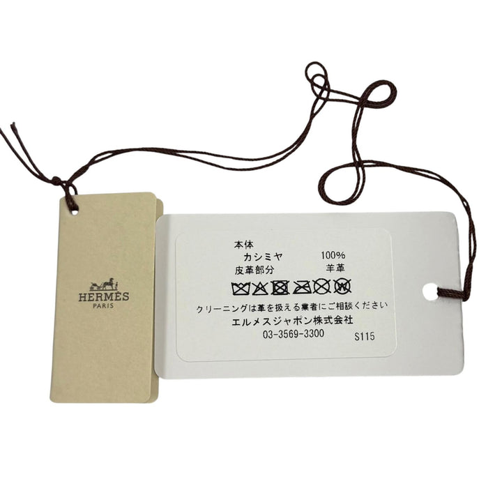 極美品★HERMES エルメス マフラー クレ ドゥ H カシミヤ100％ ベージュ シネ / オレンジ レザーロゴパッチ付 フリンジ マフラー 箱付き