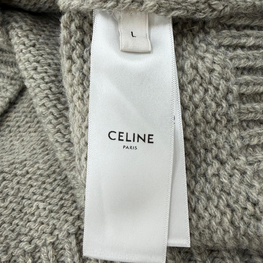 美品▼CELINE セリーヌ 2AD6W874P ウール100% トリオンフ ノルディック柄 クルーネック プルオーバー ニットセーター グレー L 正規品