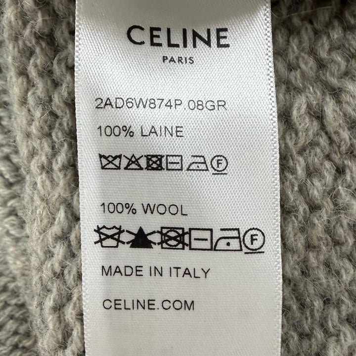 美品▼CELINE セリーヌ 2AD6W874P ウール100% トリオンフ ノルディック柄 クルーネック プルオーバー ニットセーター グレー L 正規品