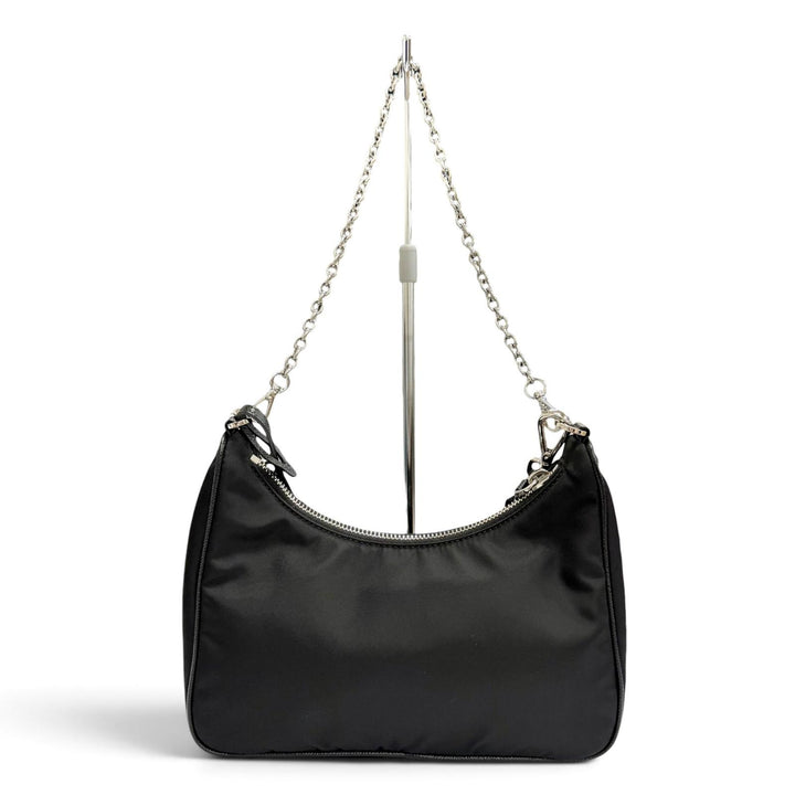 極美品△PRADA プラダ 1BH204 Re-Edition 2005 Re-Nylon トライアングルロゴ 2WAY ショルダーバッグ ポーチ付き ブラック 伊製 箱付き