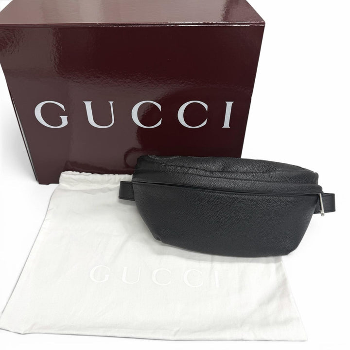未使用品□GUCCI グッチ 768111 レザー GGスプリームロゴ ベルトバッグ ボディバッグ ウエストポーチ ブラック イタリア製 レディース