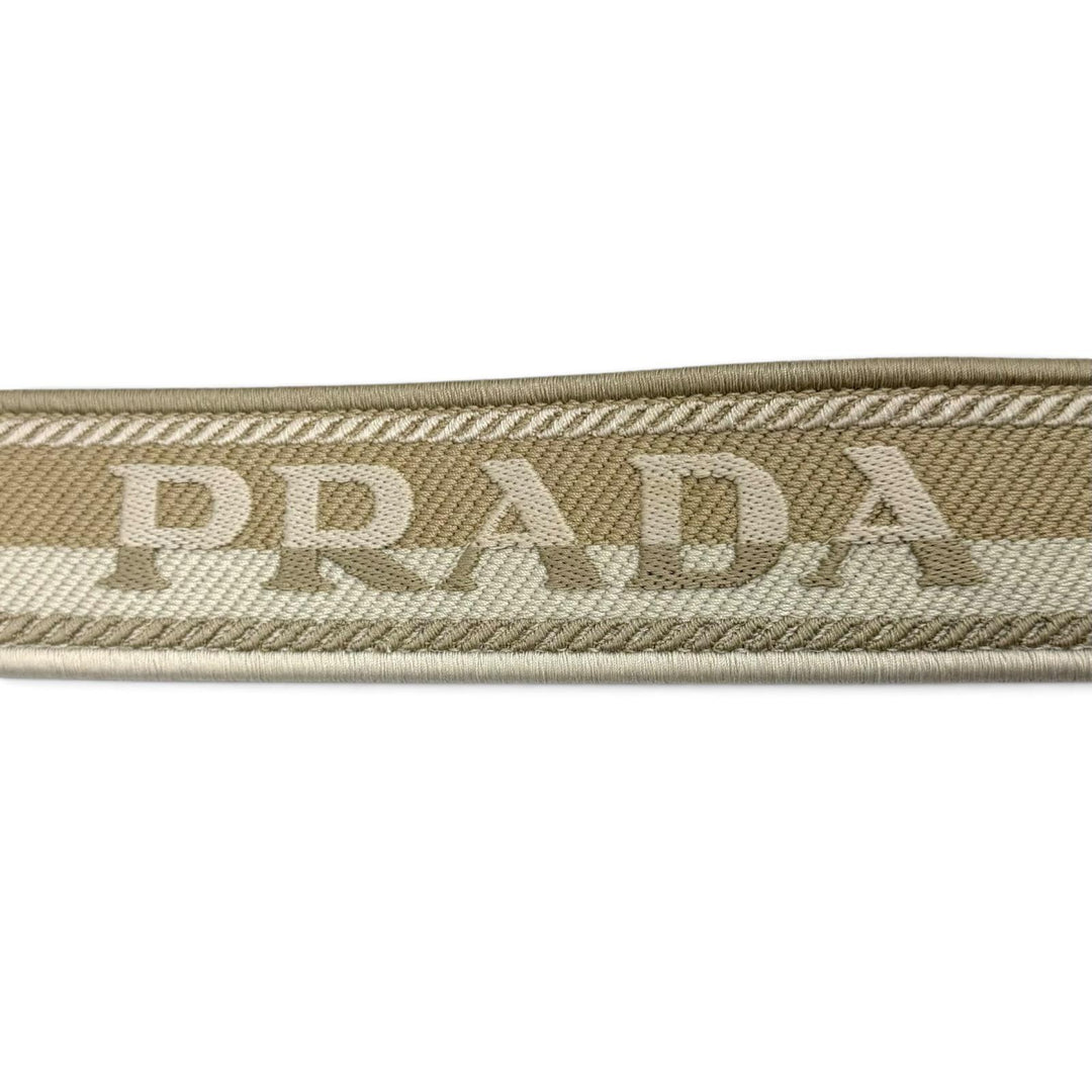 未使用品★PRADA プラダ 1BG464 カナパ リカーモ ジャルディニエール リネンブレンド ミニハンドバッグ 現行品 ナチュラル 伊製 箱・袋付