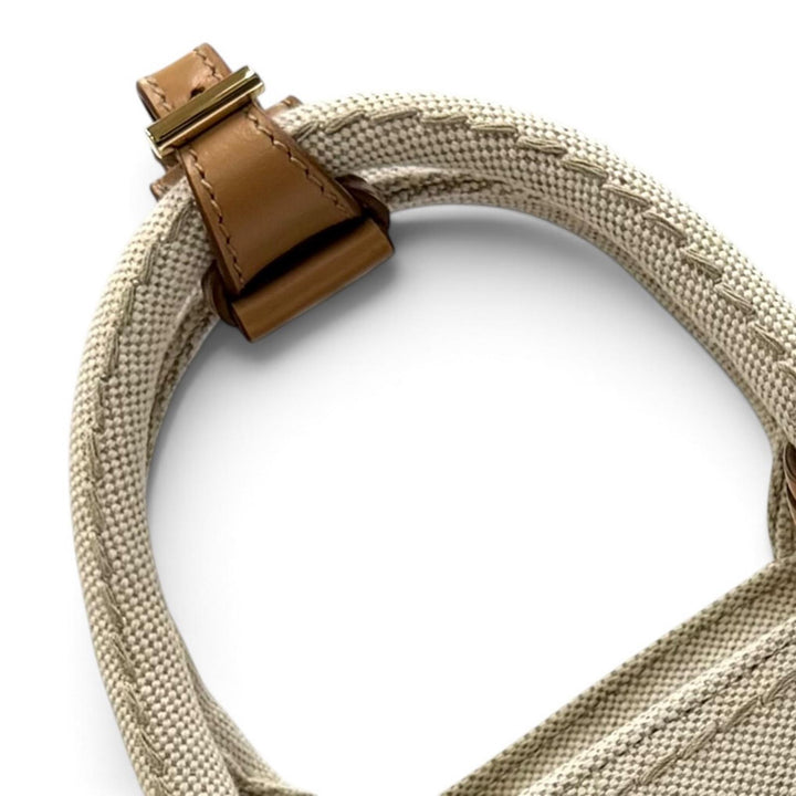 未使用品★PRADA プラダ 1BG464 カナパ リカーモ ジャルディニエール リネンブレンド ミニハンドバッグ 現行品 ナチュラル 伊製 箱・袋付