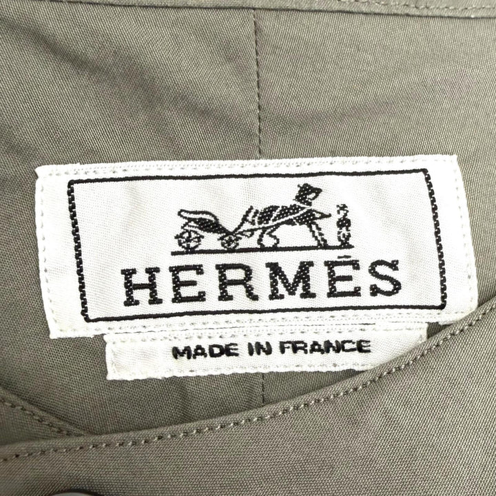 極美品□HERMES エルメス 26SS H656440H2 プルオーバー ヴァルーズシャツ ボクシーフィット 長袖シャツ チャコール 42 フランス製 正規品