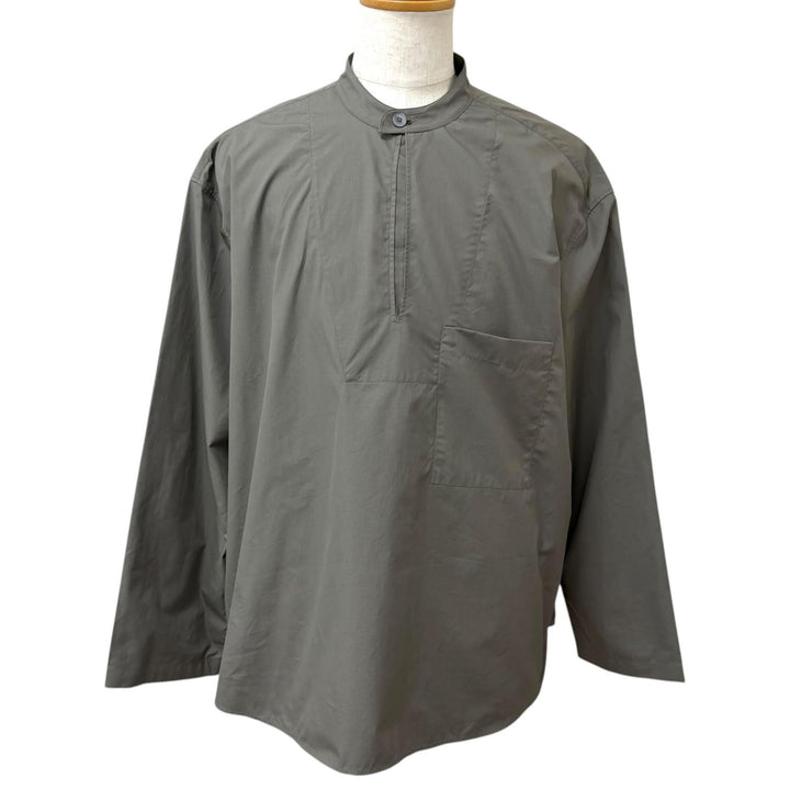 極美品□HERMES エルメス 26SS H656440H2 プルオーバー ヴァルーズシャツ ボクシーフィット 長袖シャツ チャコール 42 フランス製 正規品