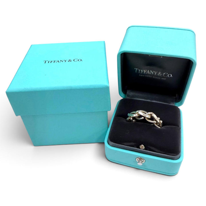 美品▼TIFFANY&amp;Co. ティファニー フォージ リンク AG925 リング 指輪 シルバー 22 JP14号 重量10.2g メンズ アクセサリー 箱付き
