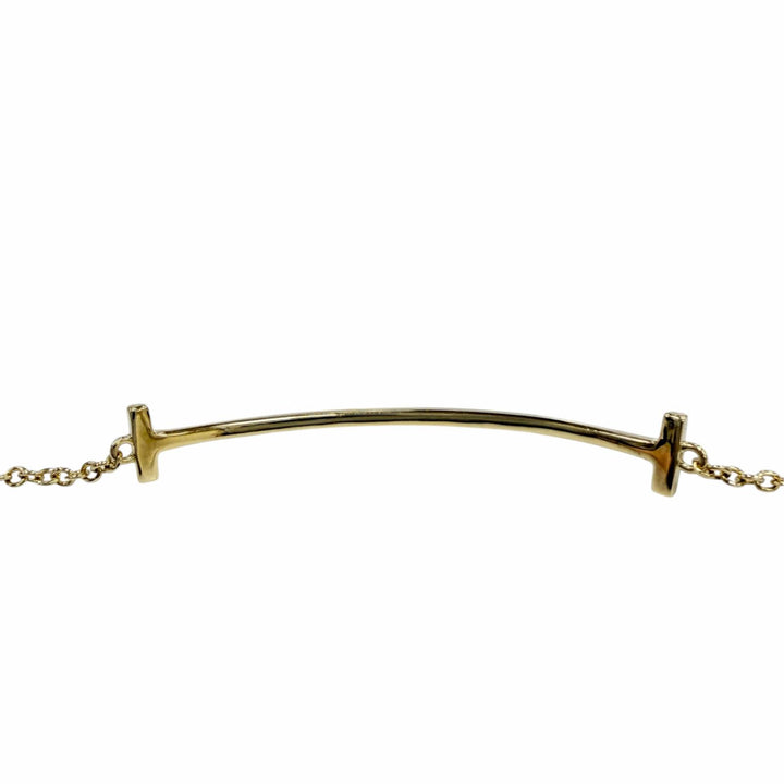 極美品☆TIFFANY&amp;Co. ティファニー ティファニーT スマイル ブレスレット スモール AU750（YG) イエローゴールド 重量2.1g レディース