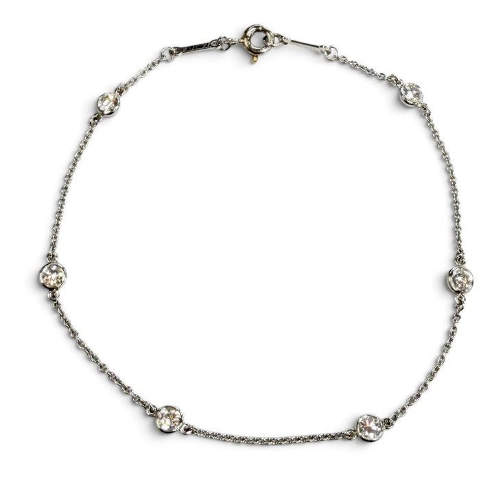 極美品★TIFFANY&amp;Co. ティファニー エルサペレッティ ダイヤモンド バイ ザ ヤード ブレスレット PT950 6Pダイヤ 枠込直径3.6mm 重量2.2g