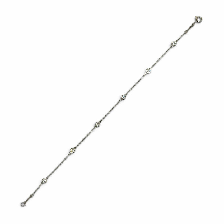 極美品★TIFFANY&amp;Co. ティファニー エルサペレッティ ダイヤモンド バイ ザ ヤード ブレスレット PT950 6Pダイヤ 枠込直径3.6mm 重量2.2g