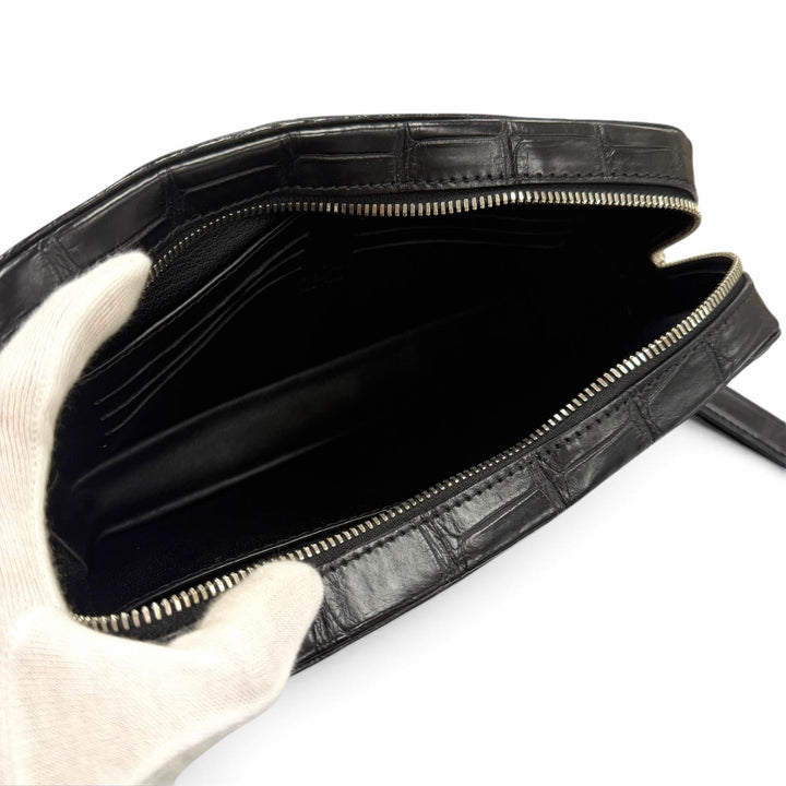 美品▼LOUIS VUITTON ルイヴィトン N96382 ポシェットカサイ クロコダイルレザー アリゲーターマット ストラップ付き セカンドバッグ