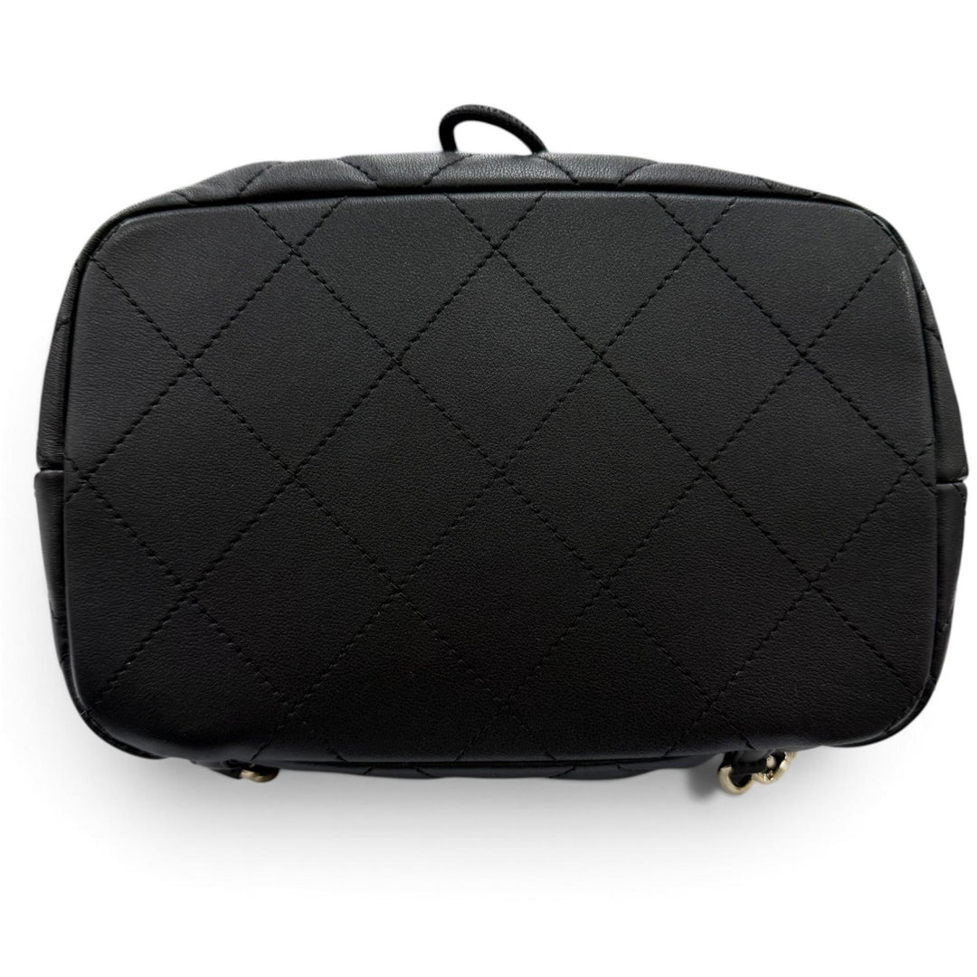 極美品☆CHANEL シャネル AS4342 マトラッセ ココマーク ツーポケット カーフスキン リュック ブラック ゴールド金具 伊製 箱・保存袋付