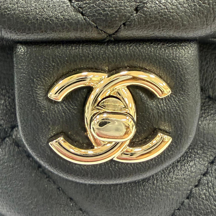 極美品☆CHANEL シャネル AS4342 マトラッセ ココマーク ツーポケット カーフスキン リュック ブラック ゴールド金具 伊製 箱・保存袋付