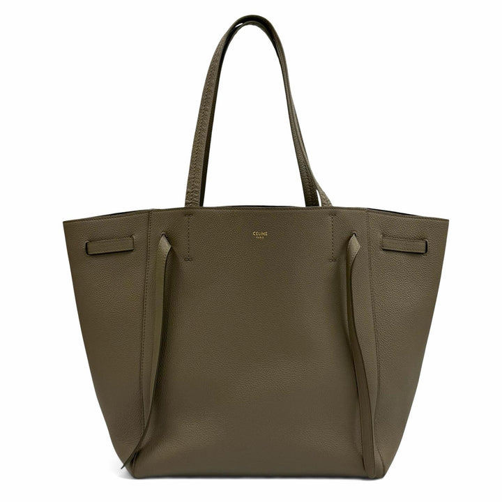 美品★CELINE セリーヌ 18902 カバファントム スモール トープ ロゴ入り レザー トートバッグ イタリア製 レディース 保存袋付き