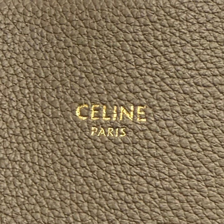 美品★CELINE セリーヌ 18902 カバファントム スモール トープ ロゴ入り レザー トートバッグ イタリア製 レディース 保存袋付き