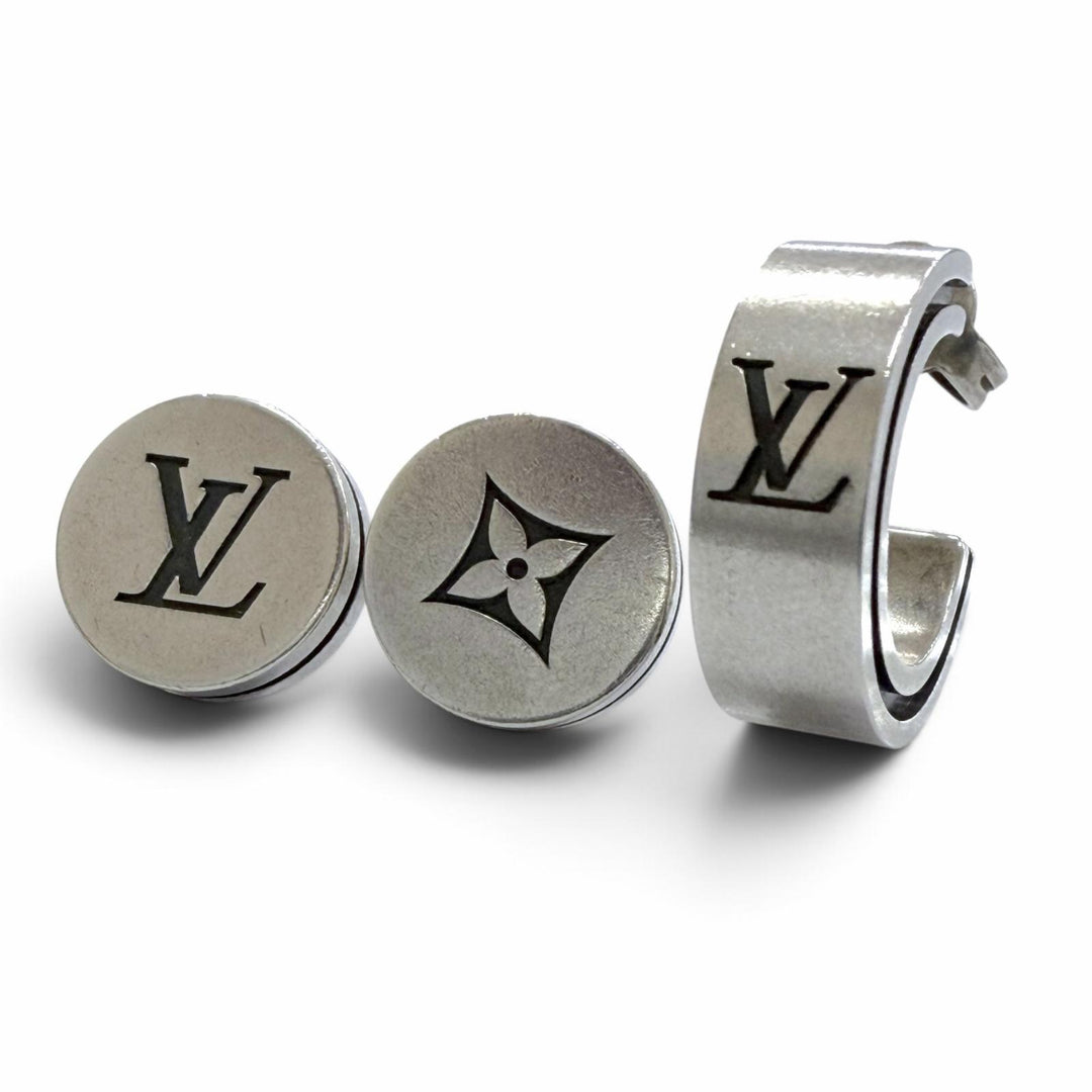 美品▼LOUIS VUITTON ルイヴィトン M02028 LVテーラー AG925 3点セット ピアス シルバー イタリア製 重量9.75g メンズ 箱・保存袋付き