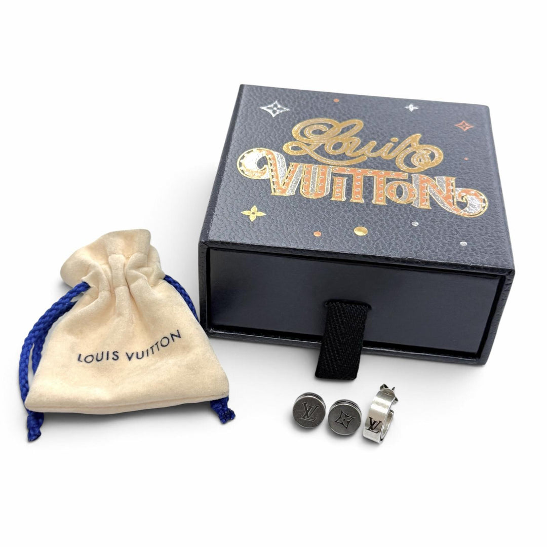 美品▼LOUIS VUITTON ルイヴィトン M02028 LVテーラー AG925 3点セット ピアス シルバー イタリア製 重量9.75g メンズ 箱・保存袋付き